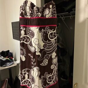 Brown and White Paisley Summer Dress